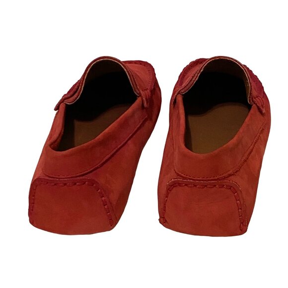 Preppy Suede Slip On Loafer Youth Girls Size 2 Red - Picture 4 of 8